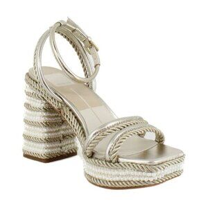 Dolce Vita Women's Agnes Pearl Beaded Platform Dress Sandals PLATINUM